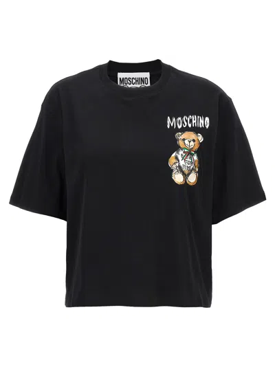 Moschino T-shirt Crystal Teddy Bear In Black