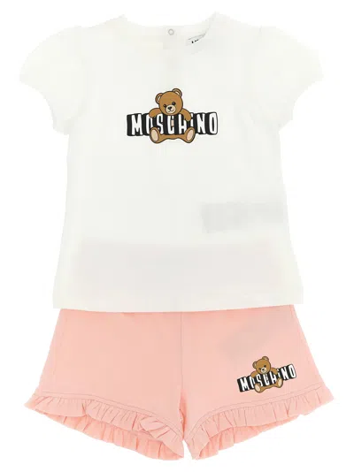 Moschino Babies'  Teddy Bear T-shirt + Shorts In Pink