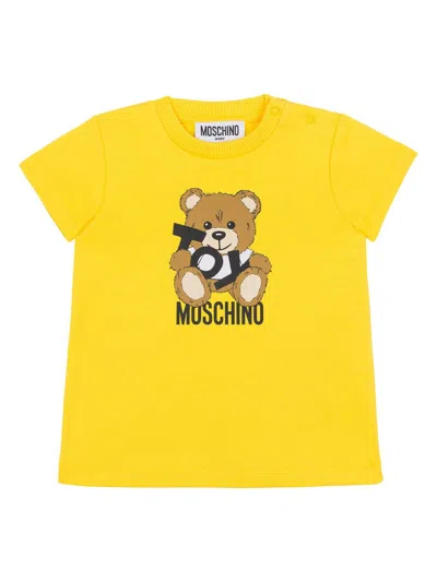 Moschino Babies' Teddy Bear T-shirt In Yellow