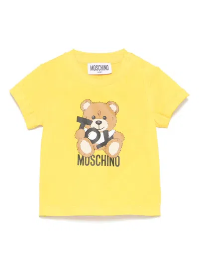 Moschino Babies' Teddy Bear T-shirt In Yellow