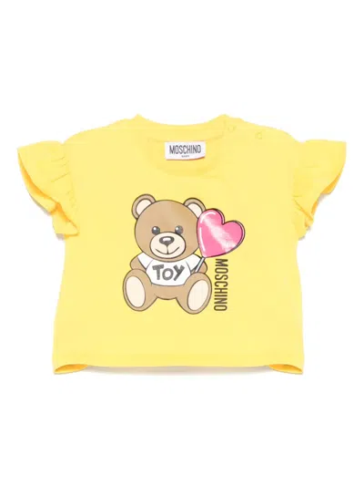 Moschino Babies' Teddy Bear T-shirt In Yellow