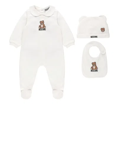 Moschino Babies' Teddy Bear Three Pieces Set In White
