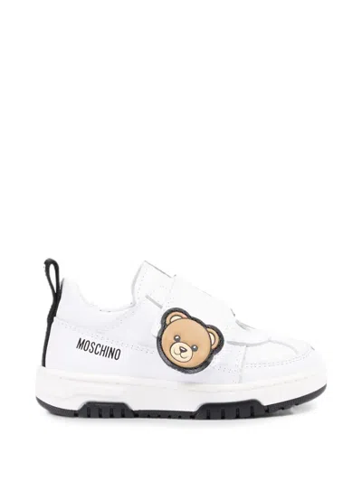 Moschino Kids' Teddy Bear Touch-strap Sneakers In White