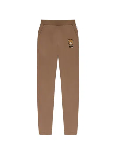 Moschino Teddy Bear Track Pants In Brown