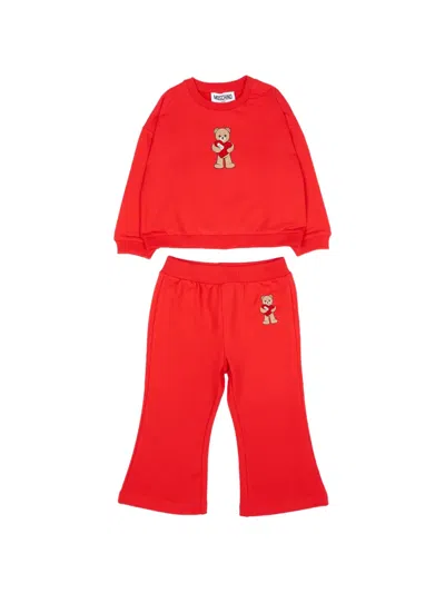 Moschino Babies' Teddy Bear Tracksuit In Red