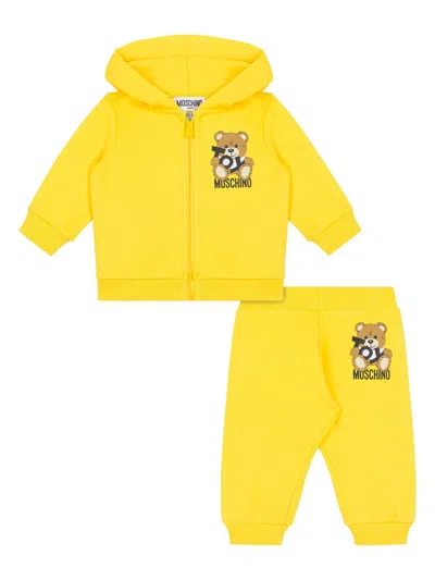 Moschino Babies' Teddy Bear Tracksuit In Yellow