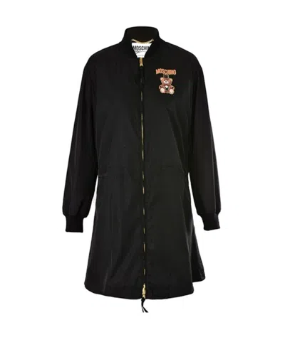 Moschino Teddy Bear Trench Coat In Black