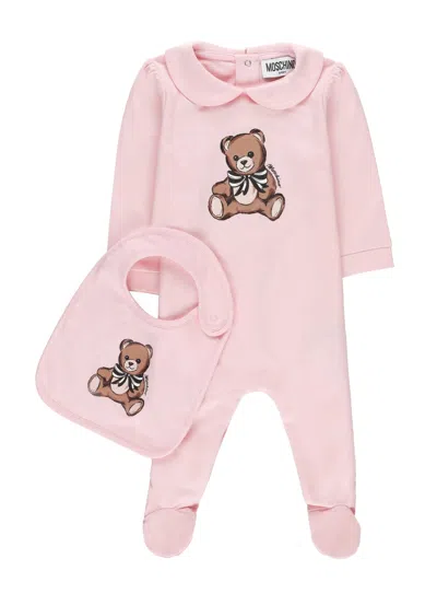 Moschino Babies' Teddy Bear Two Pieces Set In Pink