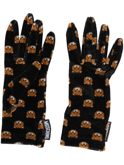 Moschino Handschuhe Aus Samt In Black
