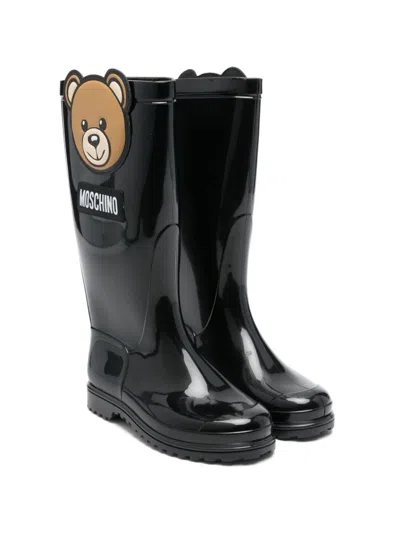 Moschino Kids' Teddy Bear Wellies In Black