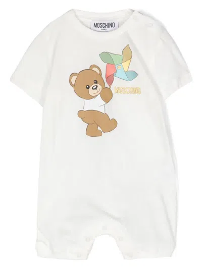 Moschino Babies'  Teddy Bear With Pinwheel Playsuit In White