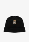 Moschino Teddy Bear Virgin Wool Beanie In Black