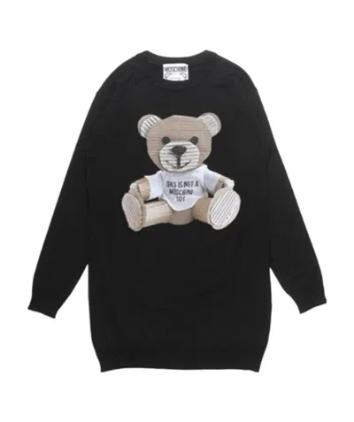 Moschino Teddy Bear Wool Dress In Black