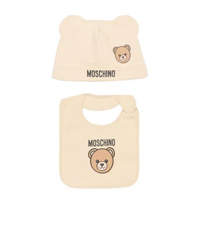 Moschino Teddy Bear-print Beanie Set In Neutral