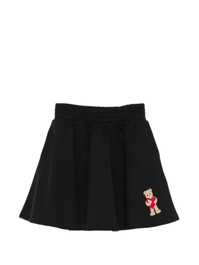 Moschino Kids' Teddy Bear-print Flared Skirt In Black