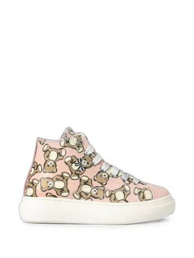Moschino Kids' Teddy Bear-print Sneakers In Pink