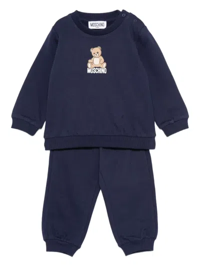 Moschino Babies' Teddy Bear-print Tracksuit Set In Blue