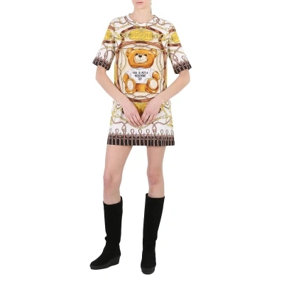 Pre-owned Moschino Teddy Bridle-print T-shirt Dress In Multicolor