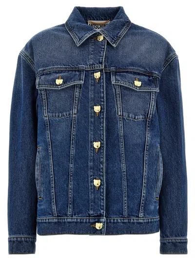 Moschino 'teddy' Jacket With Buttoned Cuffs And Pockets In Blue