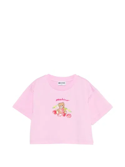 Moschino Babies' Teddy Cherry T-shirt In Pink