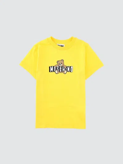 Moschino Kids'  Teddy Cotton T-shirt In Yellow