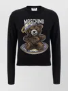 Moschino Teddy Bear-intarsia Crew-neck Sweater In Black