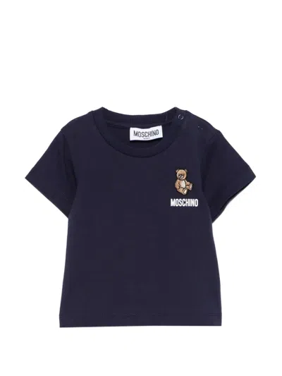 Moschino Babies' Teddy Crew Neck T-shirt In Blue