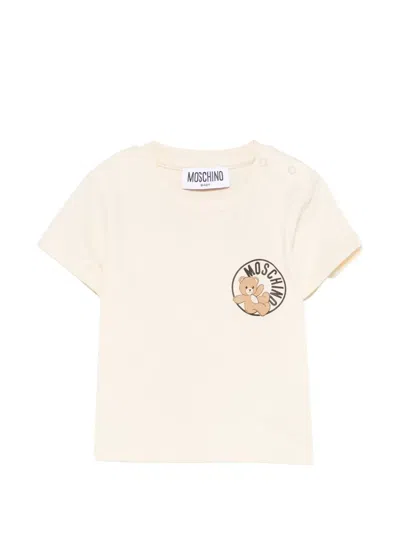 Moschino Babies' Teddy-detail T-shirt In Neutral
