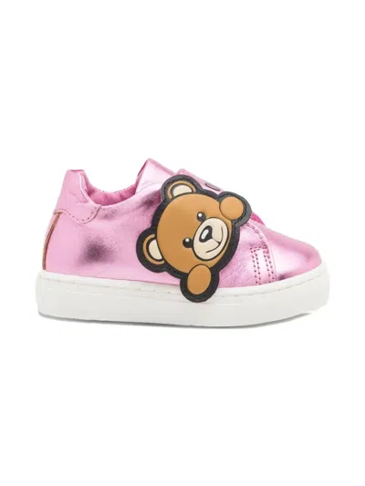 Moschino Kids' Teddy-embellished Sneakers In Pink