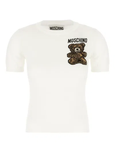 Moschino Teddy-embellished T-shirt In White