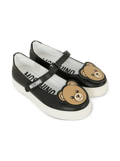 Moschino Kids' Teddy-embellishment Sneakers In Black