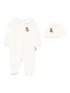 Moschino Teddy-embroidered Babygrow Set In White