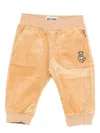 Moschino Teddy-embroidered Corduroy Pants In Orange