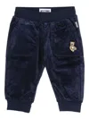 Moschino Teddy-embroidered Corduroy Trousers In Blue