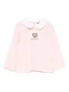 Moschino Teddy-embroidered Peter Pan Collar Top In Pink