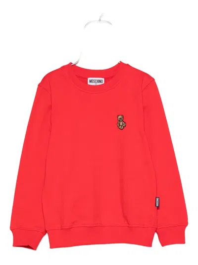 Moschino Teddy-embroidered Sweatshirt In Red