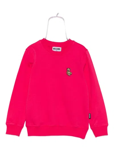 Moschino Teddy-embroidered Sweatshirt In Pink