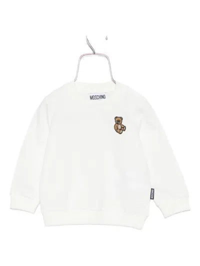 Moschino Babies' Teddy-embroidered Sweatshirt In White