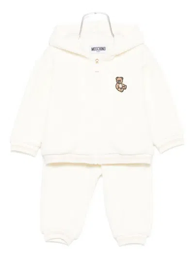 Moschino Babies' Teddy-embroidered Tracksuit In Neutral