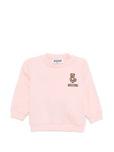 Moschino Babies' Teddy Embroidery Sweatshirt In Pink