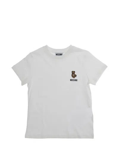 Moschino Kids' Teddy Embroidery T-shirt In White