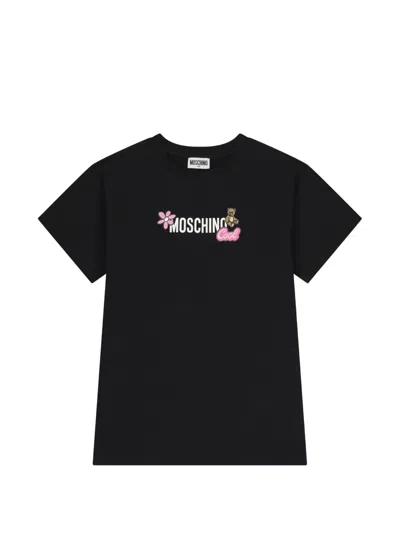 Moschino Kids' Teddy Floral Dress In Black