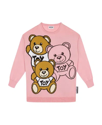 Moschino Baby Teddy Bear Cotton Jersey T-shirt In Pink