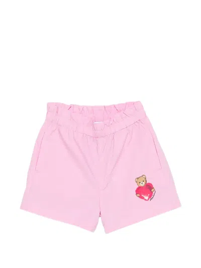 Moschino Babies' Teddy Graphic Shorts In Pink