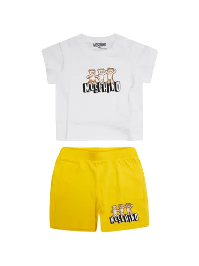 Moschino Babies' Teddy-graphic T-shirt And Short Set In White