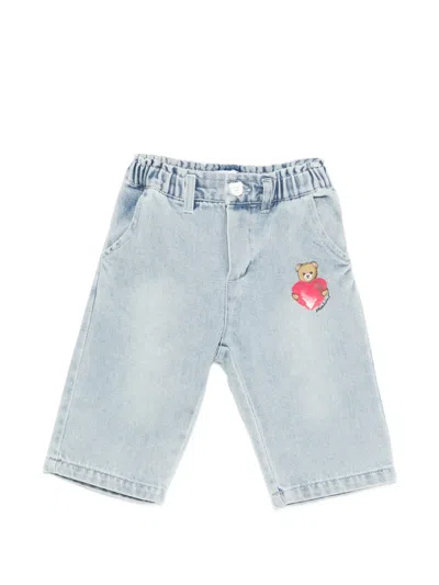 Moschino Babies' Teddy Graphic Trousers In Blue
