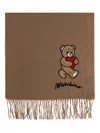 Moschino Teddy Heart-embroidered Scarf In Brown