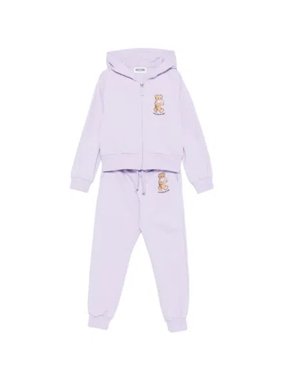 Moschino Kids' Teddy Hooded Tracksuit In Purple