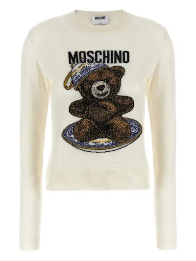 MOSCHINO TEDDY INTARSIA CREW NECK SWEATER