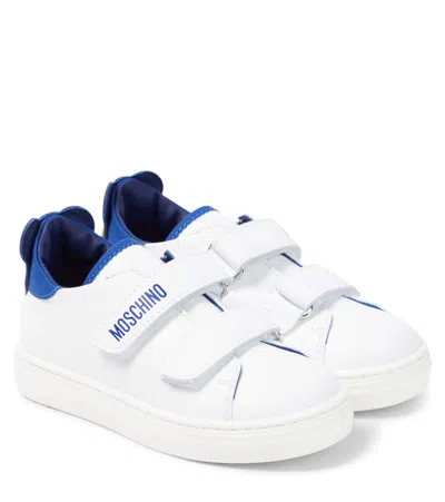 Moschino Kids' Logo-print Touch-strap Sneakers In White
